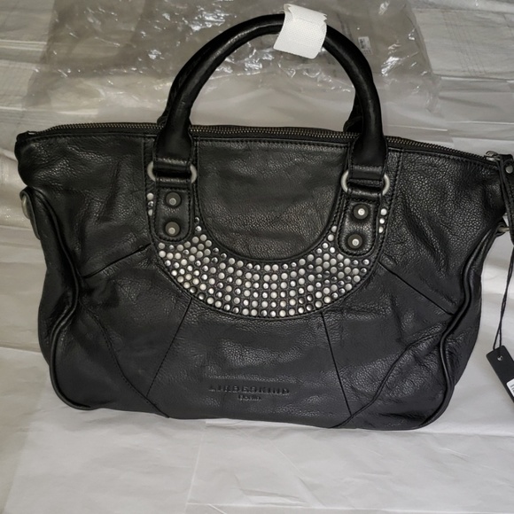 Liebeskind Berlin New ESTHER Stud Leather Satchel Shoulder HandBag Bag BLACK🎉HP - Picture 9 of 12